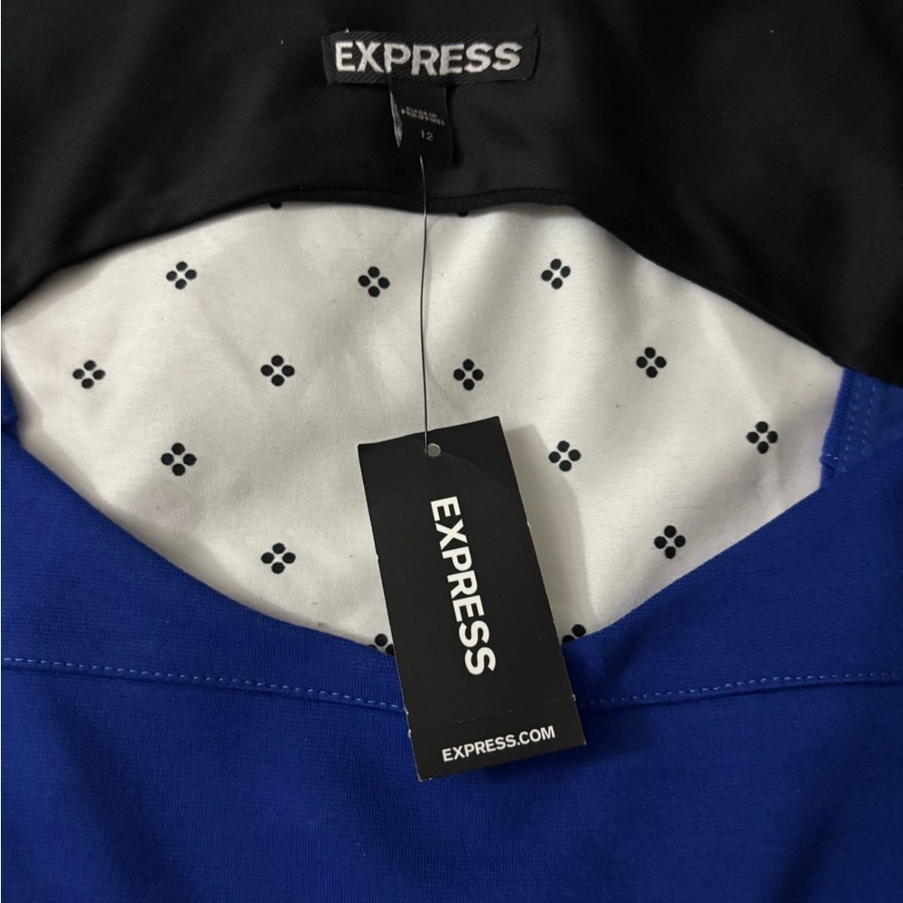 Express Blue and Black Mini Dress - Picture 2 of 7